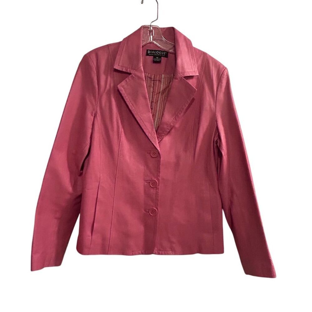 Dialogue Women's Pink Leather Jacket Size M‎